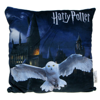 Harry Potter - miękka welurowa poduszka Hedwiga i Hogwart