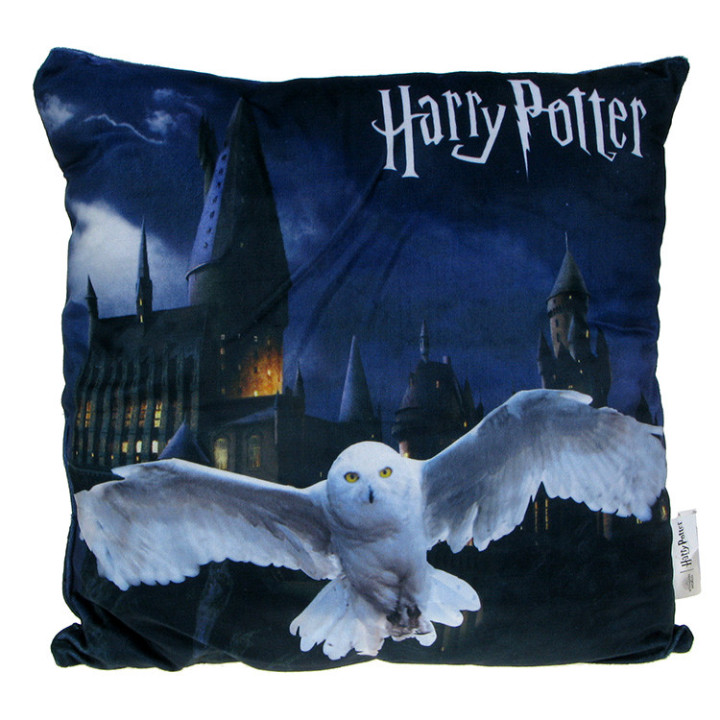 Harry Potter - miękka welurowa poduszka Hedwiga i Hogwart
