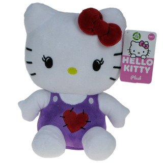 Hello Kitty and Friends - maskotka kotka Hello Kitty 25cm fioletowa z serduszkiem