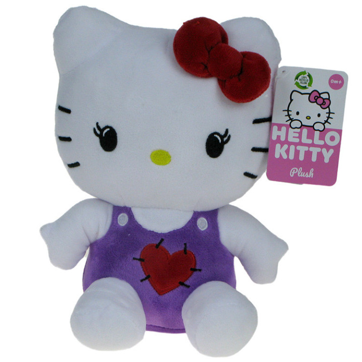 Hello Kitty and Friends - maskotka kotka Hello Kitty 25cm fioletowa z serduszkiem