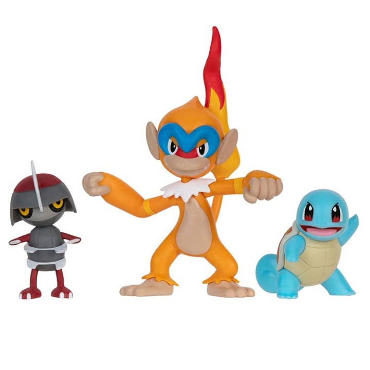 Pokemon - komplet 3 figurek - Pawniard, Squirtle i Monferno