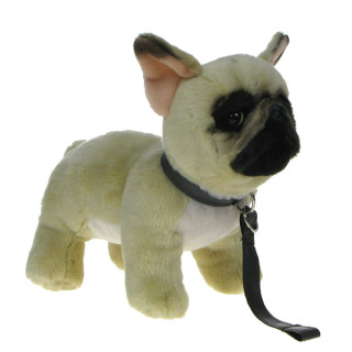 Maskotka Piesek buldog na smyczy 26cm