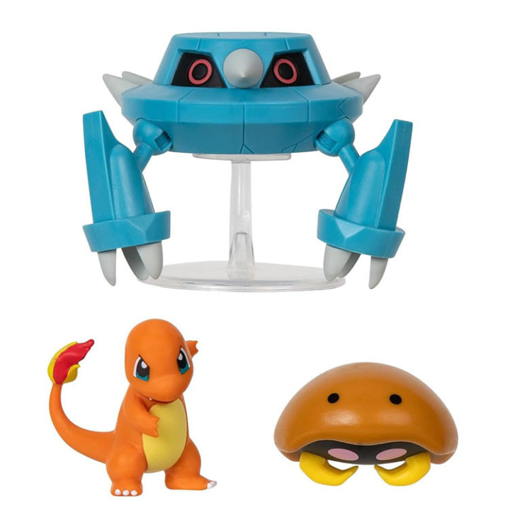 Pokemon - komplet 3 figurek - Charmander, Kabuto i Metang