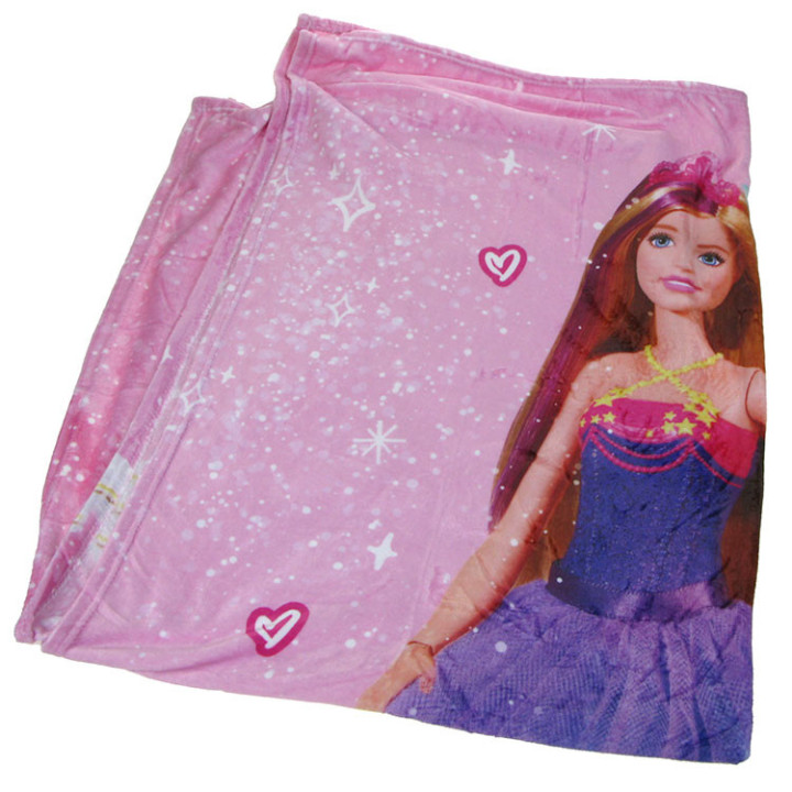 Koc pluszowy Barbie 130cm x 170cm Barbie i Jednorożec