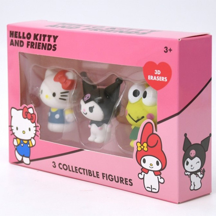Hello Kitty: zestaw trzech gumko-figurek : Hello Kitty, Kuromi i Keroppi