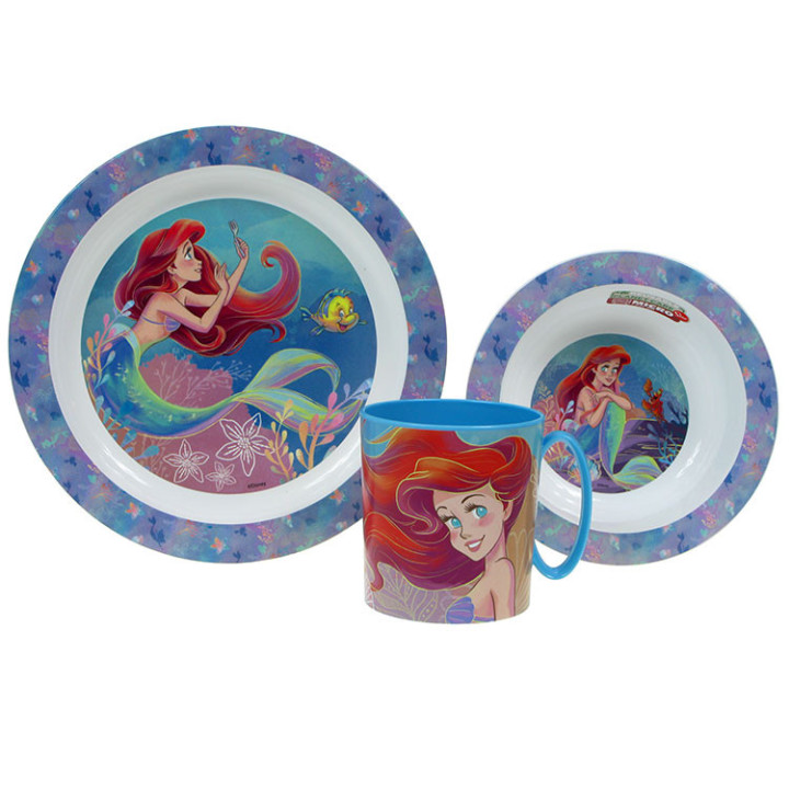 Zestaw naczyń dla dzieci (microwaveable plastic) - Syrenka Arielka