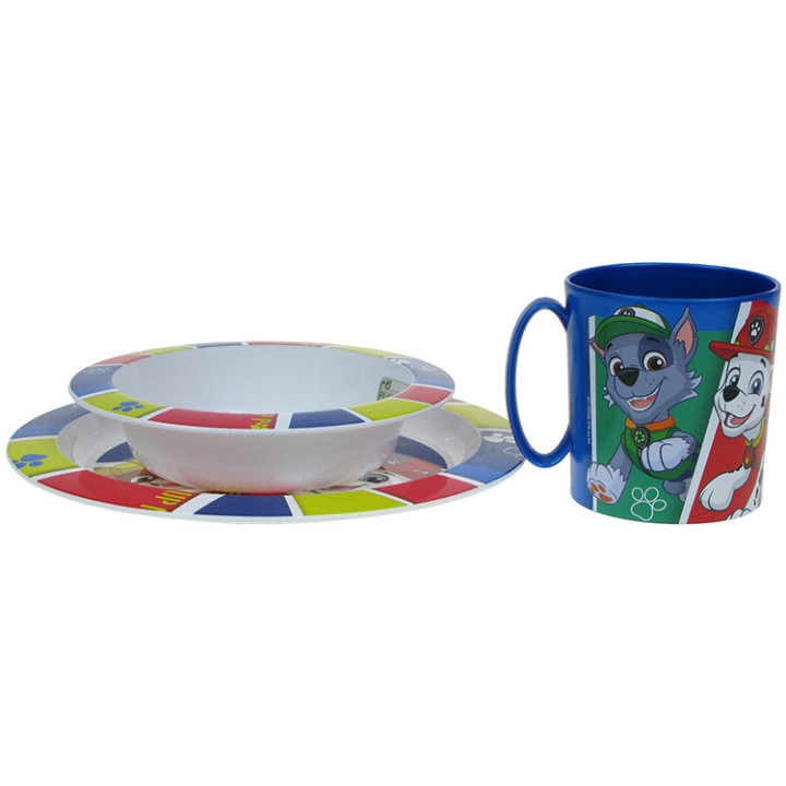 Zestaw naczyń dla dzieci (microwaveable plastic) - Psi Patrol