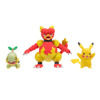 Pokemon - komplet 3 figurek - Pikachu, Magmar, Turtwig
