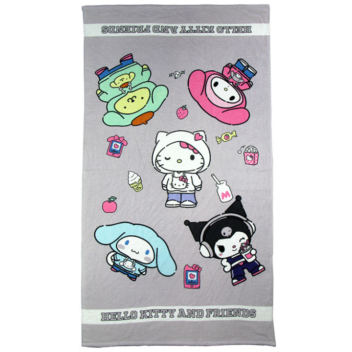 Ręcznik kąpielowy, plażowy, bawełniany Hello Kitty i przyjaciele: 90cm x 170cm