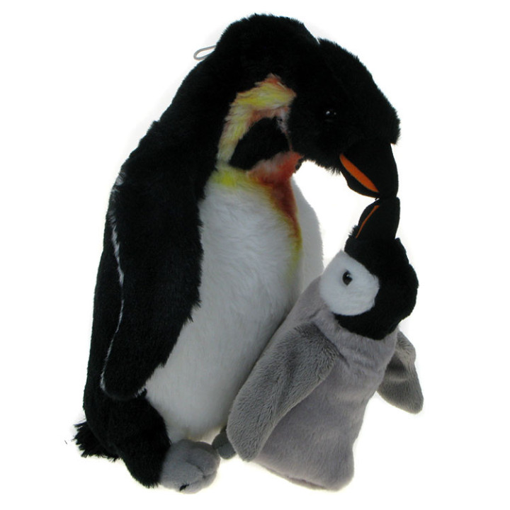 Maskotka Pingwin cesarski z małym pingwinkiem 28cm