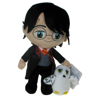 Harry Potter - zestaw maskotek: Harry Potter w stroju ucznia Hogwartu i sowa Hedwiga 33/10cm