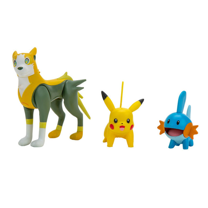 Pokemon - komplet 3 figurek - Boltund, Mudkip i Pikachu
