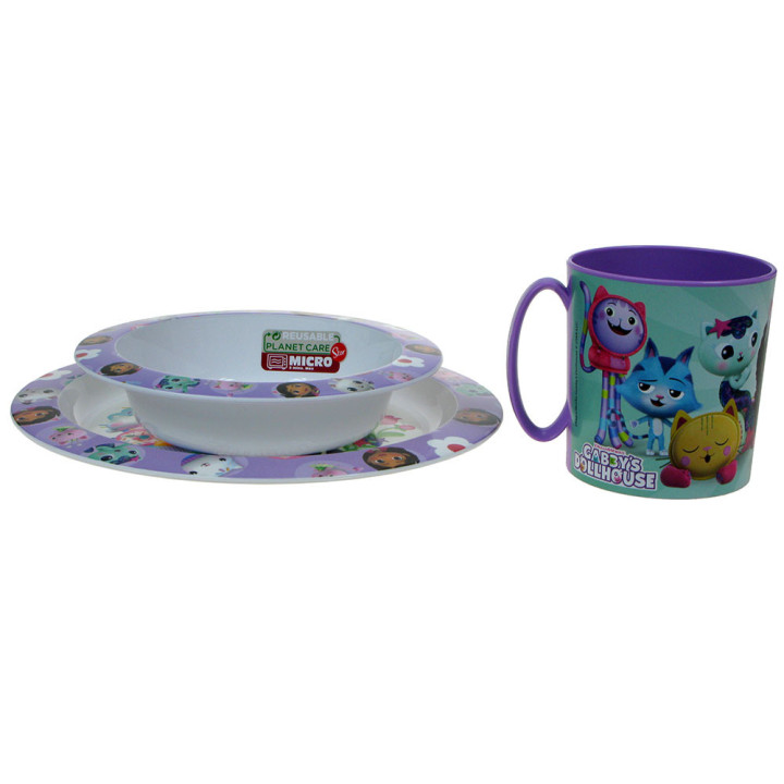 Zestaw naczyń dla dzieci (microwaveable plastic) - Koci domek Gaby