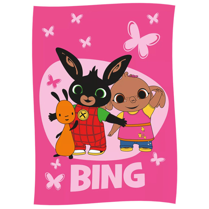 Koc polarowy króliczek Bing: Bing, Flop i Sula 100cm x 150cm