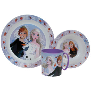 Zestaw naczyń dla dzieci (microwaveable plastic) - Frozen, Kraina Lodu : Anna, Elsa i Olaf
