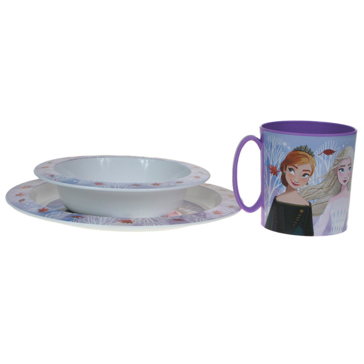 Zestaw naczyń dla dzieci (microwaveable plastic) - Frozen, Kraina Lodu : Anna, Elsa i Olaf