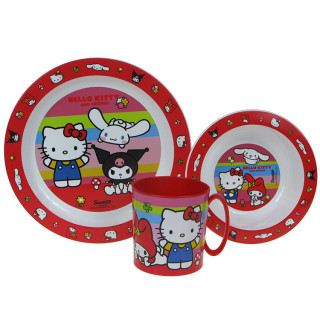 Zestaw naczyń dla dzieci (microwaveable plastic) - Hello Kitty & Friends