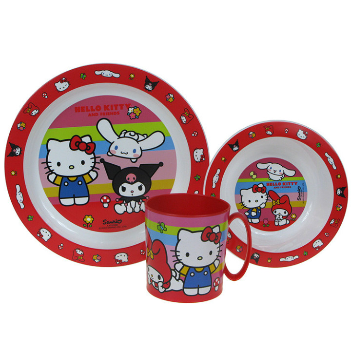Zestaw naczyń dla dzieci (microwaveable plastic) - Hello Kitty & Friends