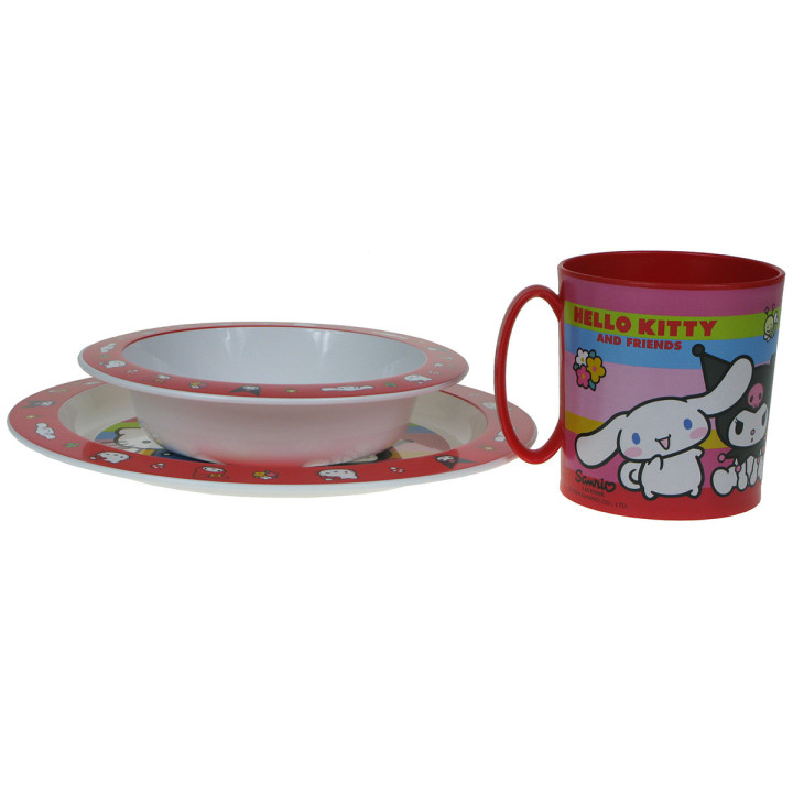 Zestaw naczyń dla dzieci (microwaveable plastic) - Hello Kitty & Friends
