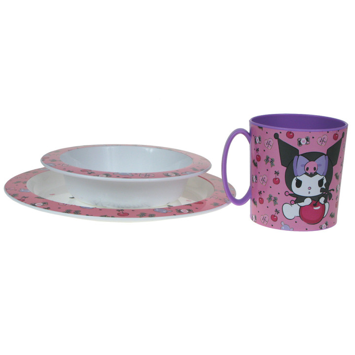 Zestaw naczyń dla dzieci (microwaveable plastic) - Kuromi