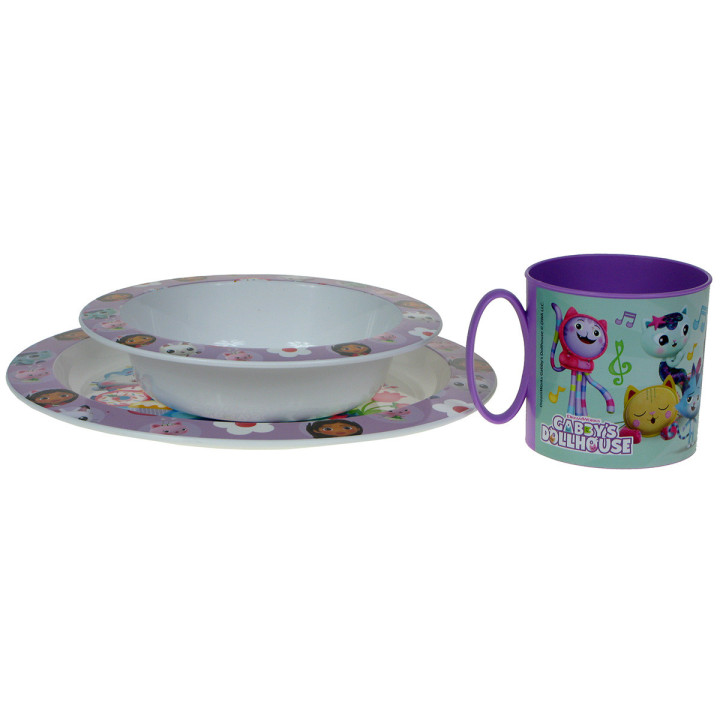 Zestaw naczyń dla dzieci (microwaveable plastic) - Koci domek Gaby (33367)