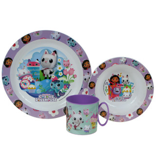 Zestaw naczyń dla dzieci (microwaveable plastic) - Koci domek Gaby (33367)