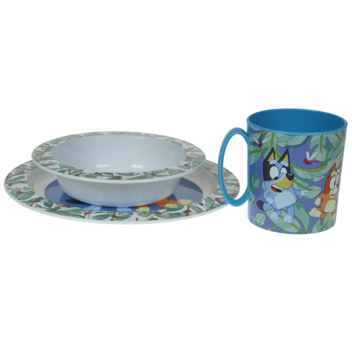 Zestaw naczyń dla dzieci (microwaveable plastic) - (Blue) Bluey
