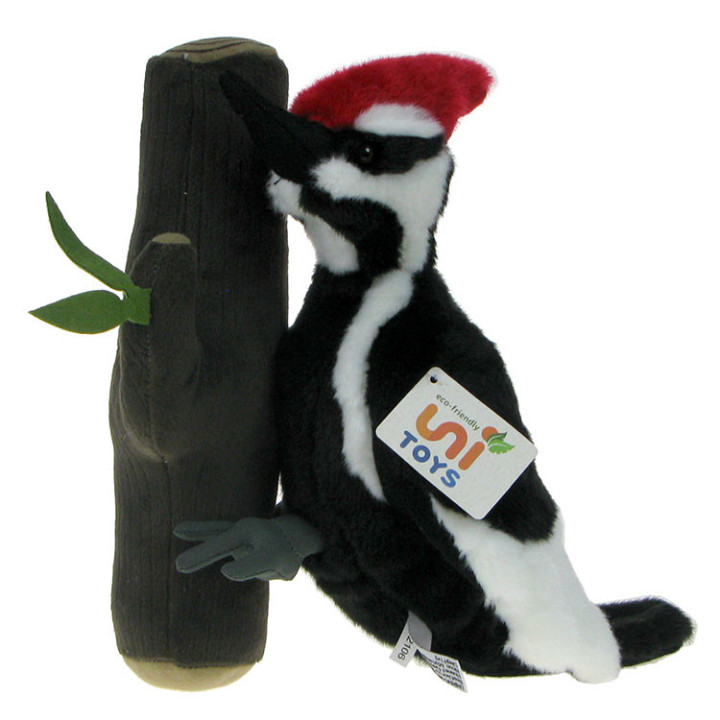 Maskotka Dzięcioł siedzący na pniu drzewa 34cm Eco-Friendly