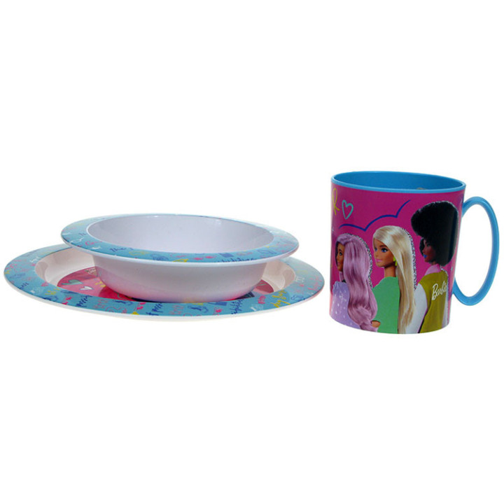 Zestaw naczyń dla dzieci (microwaveable plastic) - Barbie