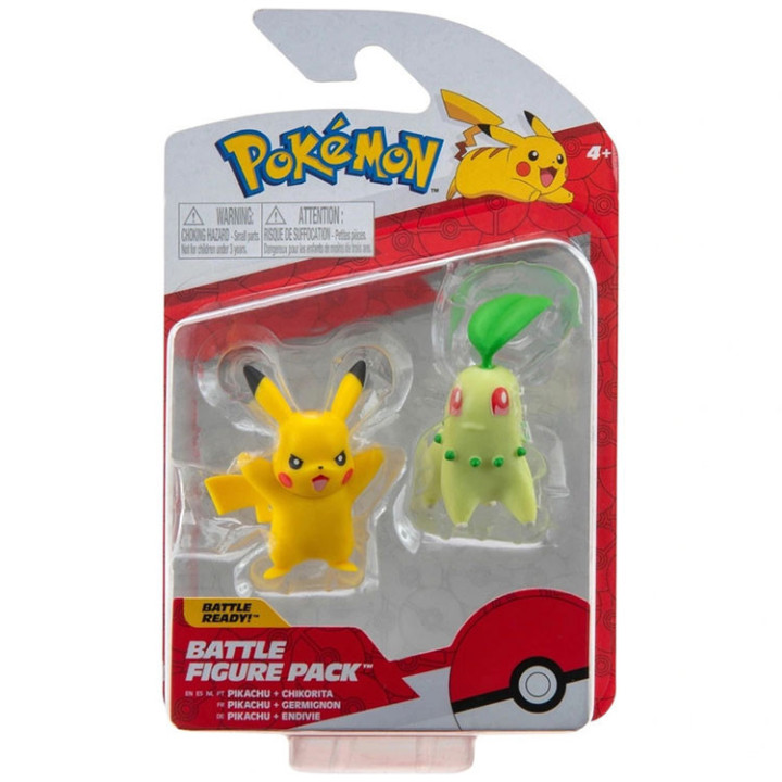 Pokemon - komplet 2 figurek - 38188 Pikachu + Chikorita