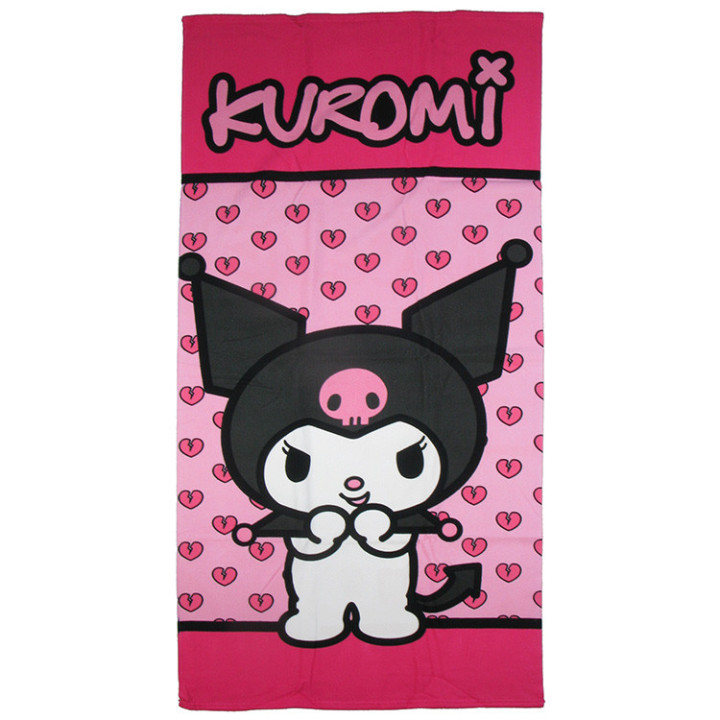 Ręcznik kąpielowy, plażowy z serii Hello Kitty: Kuromi 70 x 140cm Fast Dry