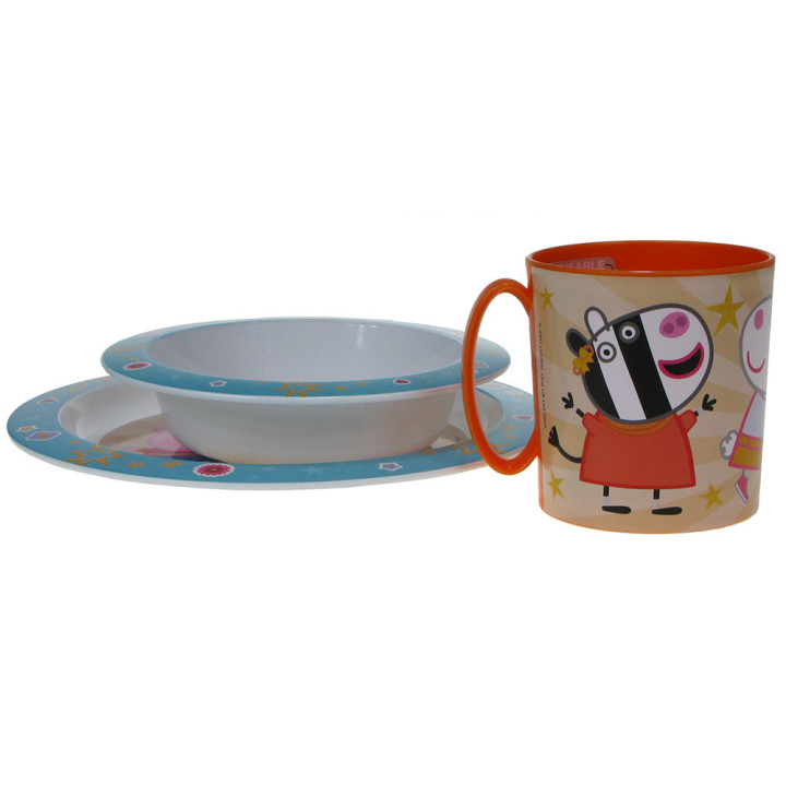 Zestaw naczyń dla dzieci (microwaveable plastic) - Świnka Peppa