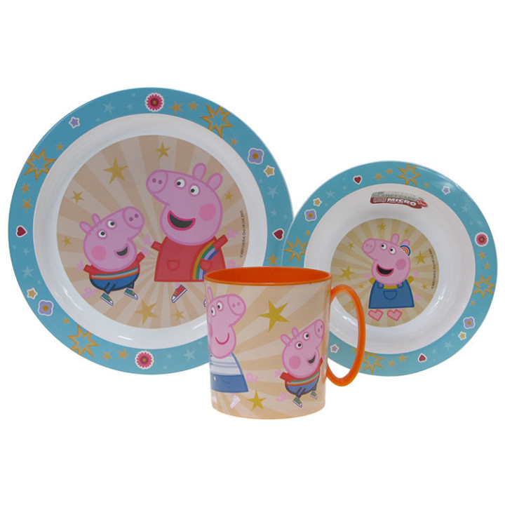 Zestaw naczyń dla dzieci (microwaveable plastic) - Świnka Peppa