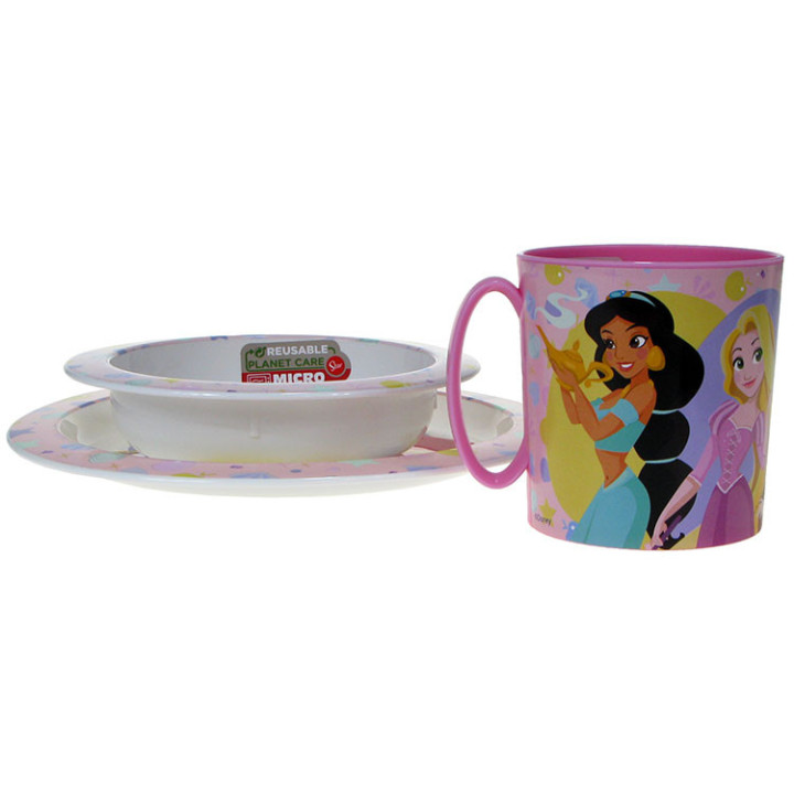 Zestaw naczyń dla dzieci (microwaveable plastic) - Księżniczki Disneya