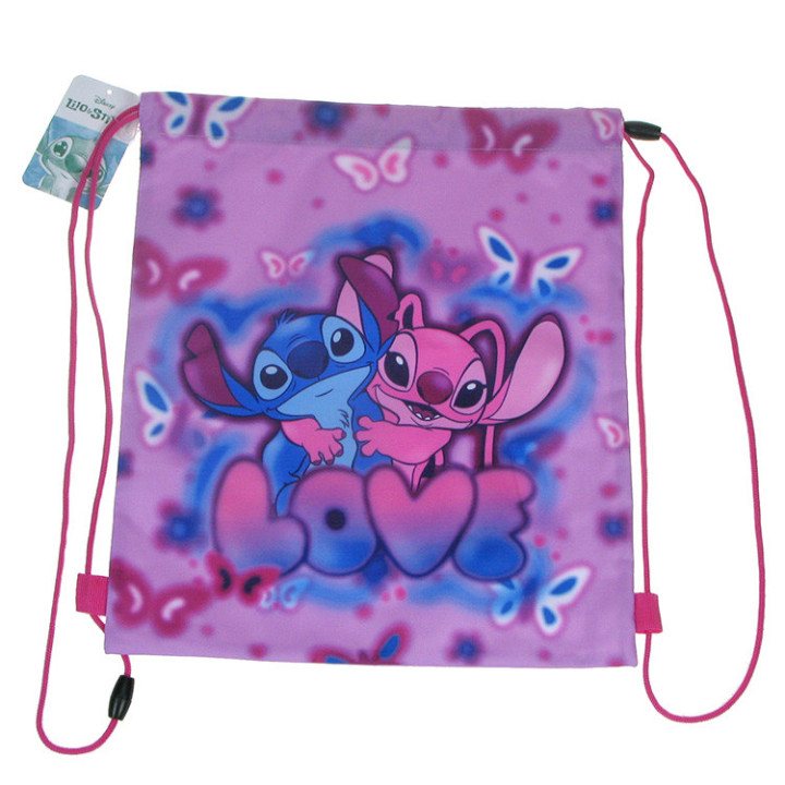 Worek sportowy, na plecy, na kapciuszki, na obuwie zmienne dla dzieci - Stitch i Angel (240765)