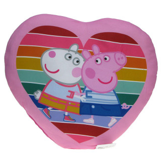 Świnka Peppa - Poduszka w kształcie serca: Peppa i Suzy