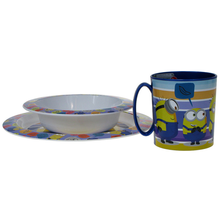 Zestaw naczyń dla dzieci (microwaveable plastic) - Minionki