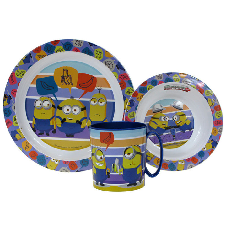 Zestaw naczyń dla dzieci (microwaveable plastic) - Minionki