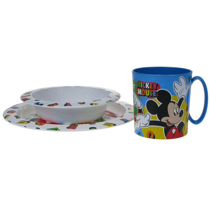 Zestaw naczyń dla dzieci (microwaveable plastic) - Myszka Mickey