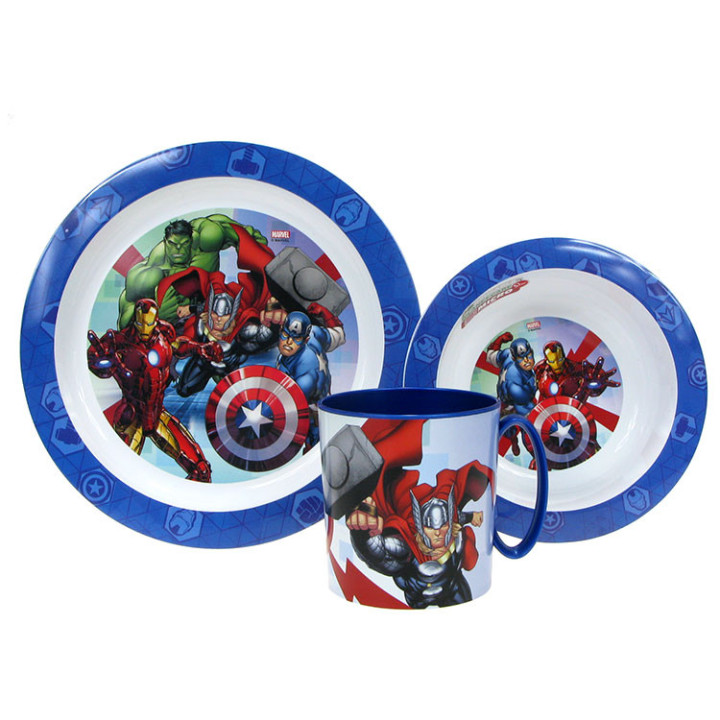 Zestaw naczyń dla dzieci (microwaveable plastic) - Avengers