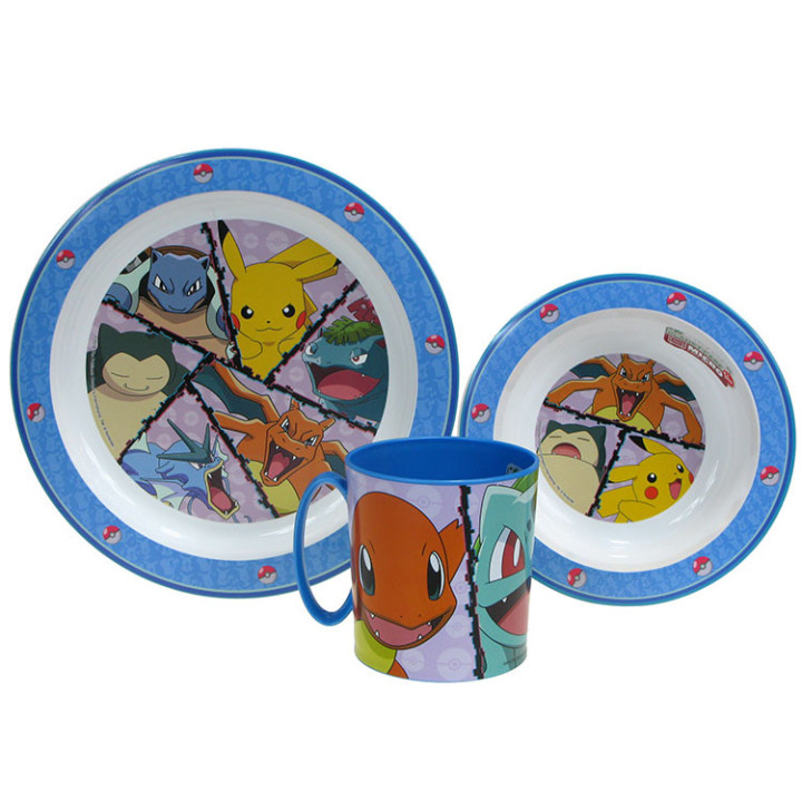 Zestaw naczyń dla dzieci (microwaveable plastic) - Pokemon