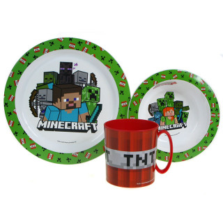 Zestaw naczyń dla dzieci (microwaveable plastic) - Minecraft
