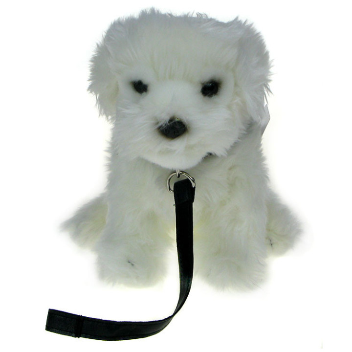 Maskotka Piesek Maltańczyk na smyczy 23cm