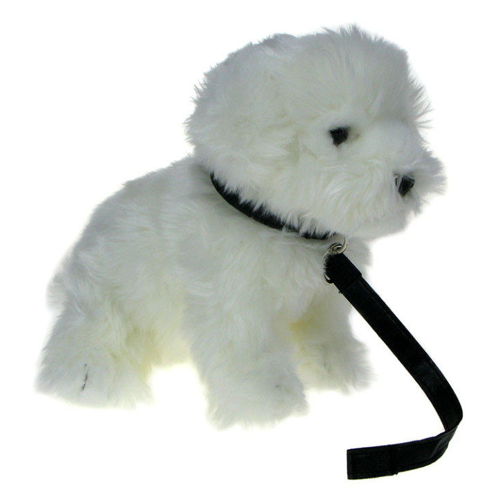 Maskotka Piesek Maltańczyk na smyczy 23cm