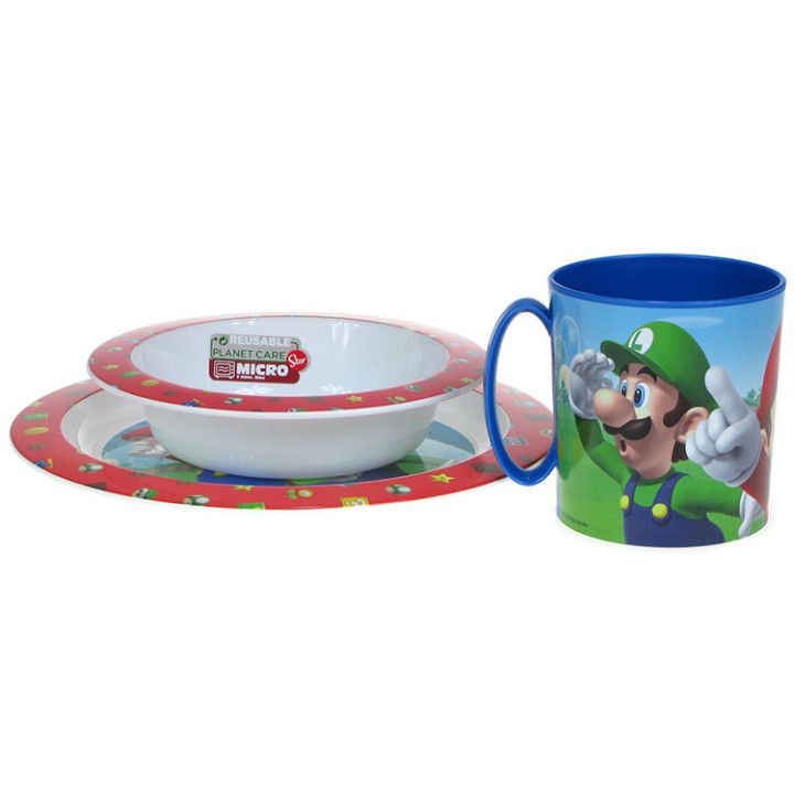 Zestaw naczyń dla dzieci (microwaveable plastic) - Super Mario Bross.