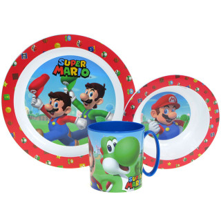 Zestaw naczyń dla dzieci (microwaveable plastic) - Super Mario Bross.