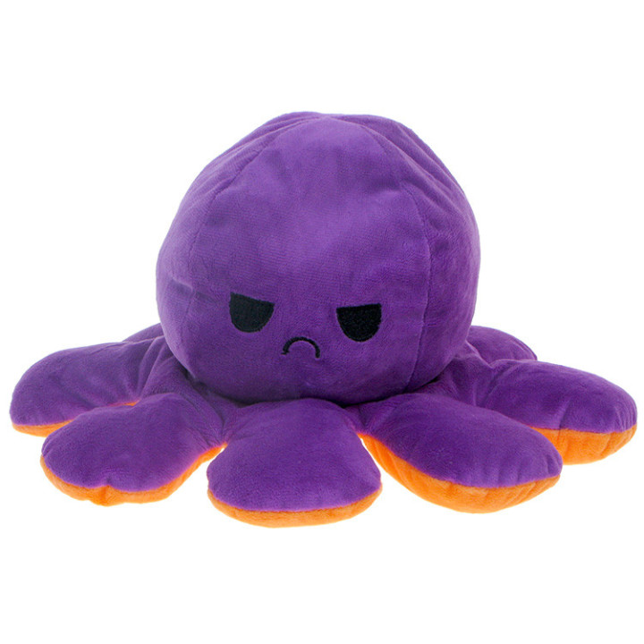 Maskotka pluszowa dwustronna ośmiornica (pomarańczowo-fioletowa) 30cm