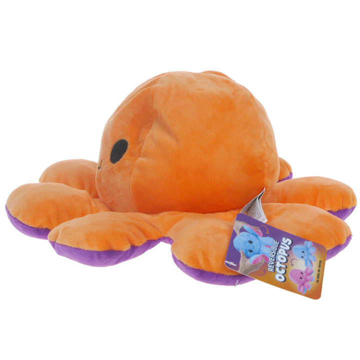 Maskotka pluszowa dwustronna ośmiornica (pomarańczowo-fioletowa) 30cm