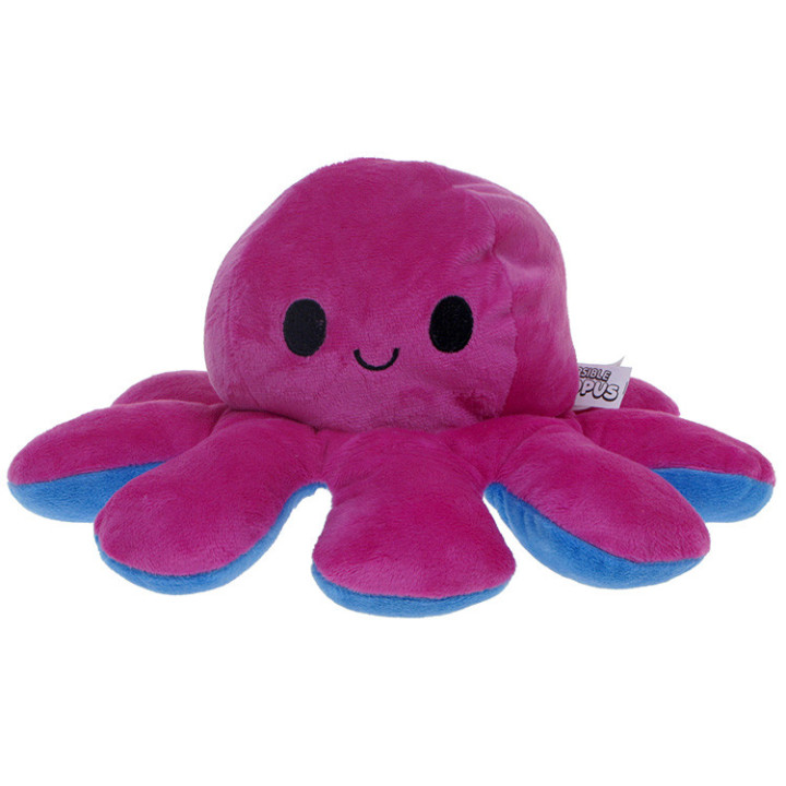 Maskotka pluszowa dwustronna ośmiornica (ciemnoróżowo-niebieska) 30cm