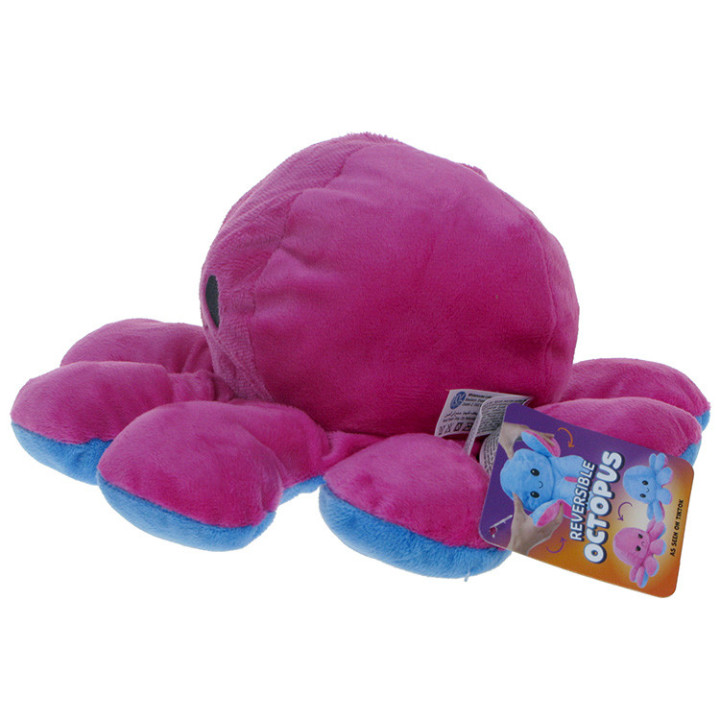 Maskotka pluszowa dwustronna ośmiornica (ciemnoróżowo-niebieska) 30cm